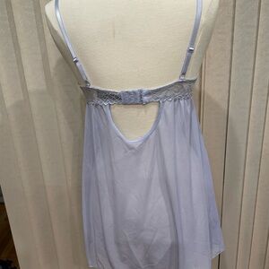 Victoria Secret Lavender Lace Mesh Babydoll Lingerie Nightgown Padded Bra. 36C.